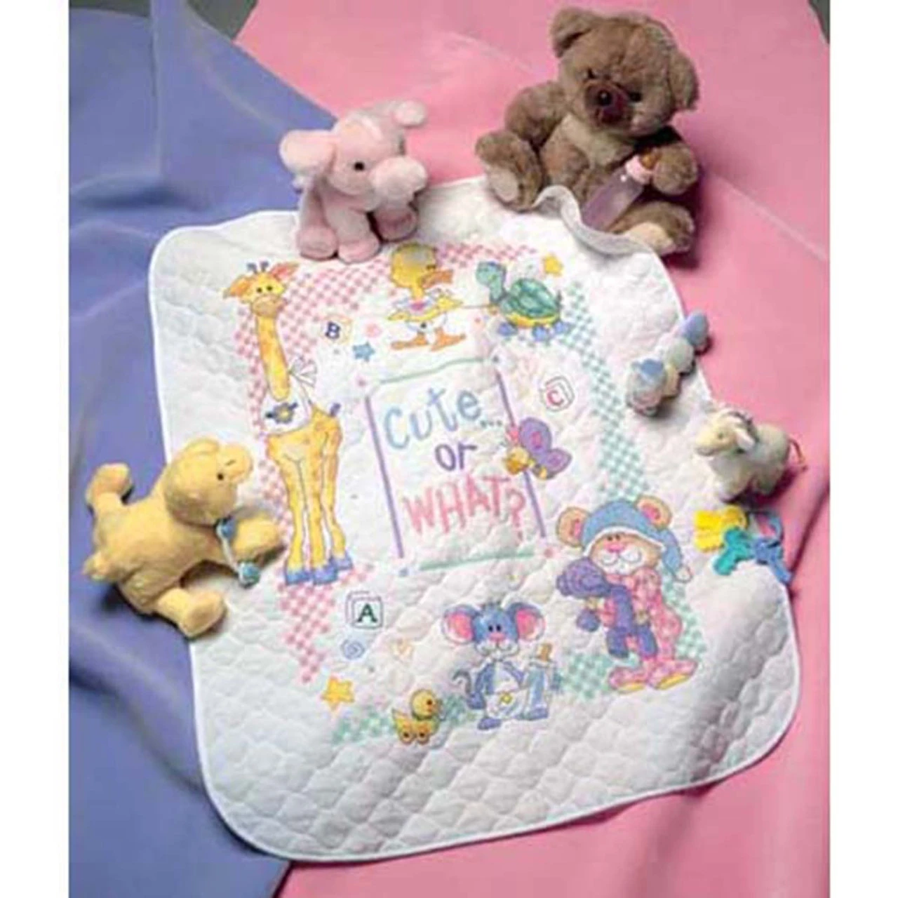 Dimensions Cute... Or What? Baby Quilt Stamped Cross-Stitch Kit 1 Dimensions Cute... Or What? Baby Quilt Stamped Cross-Stitch Kit