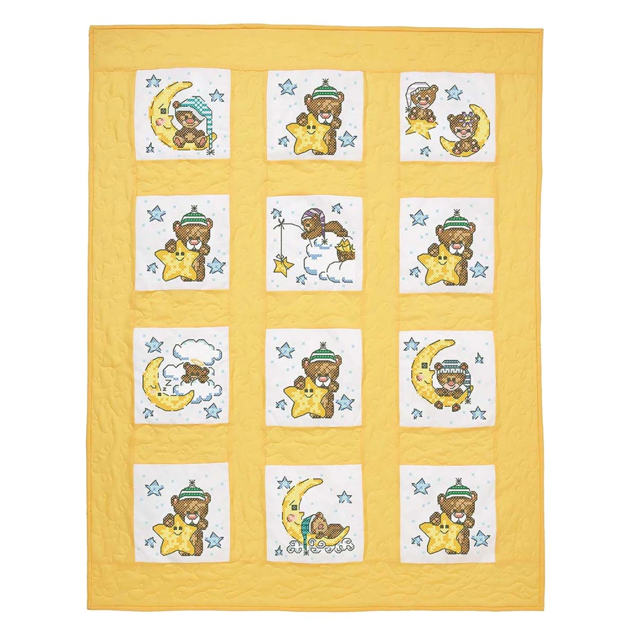 Herrschners Once Upon A Moonbeam Kid's Quilt Blocks Stamped Cross-Stitch 1 Herrschners Once Upon A Moonbeam Kid's Quilt Blocks Stamped Cross-Stitch