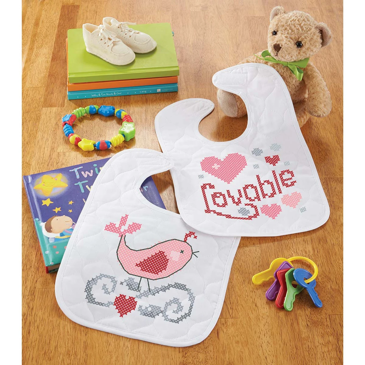 Baby By Herrschners Lovable Ellie Baby Bibs Stamped Cross-Stitch Kit 1 Baby By Herrschners Lovable Ellie Baby Bibs Stamped Cross-Stitch Kit
