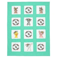Herrschners Flower Farm Animals Kid's Quilt Blocks Stamped Cross-Stitch