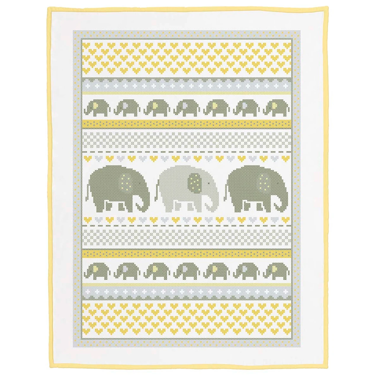 Herrschners Elephant Parade Baby Quilt Top Stamped Cross-Stitch Kit 1 Herrschners Elephant Parade Baby Quilt Top Stamped Cross-Stitch Kit