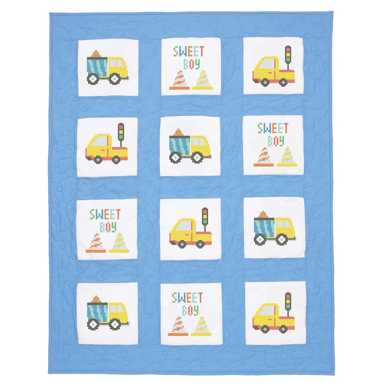Herrschners Construction Crew Kid's Quilt Blocks Stamped Cross-Stitch 1 Herrschners Construction Crew Kid's Quilt Blocks Stamped Cross-Stitch