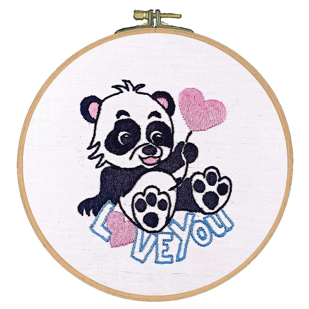 Craftways Panda Heart Balloon Hoop Stamped Embroidery Kit 1 Craftways Panda Heart Balloon Hoop Stamped Embroidery Kit