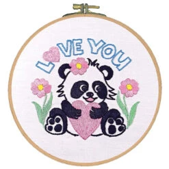 Craftways Panda With Heart Hoop Stamped Embroidery Kit