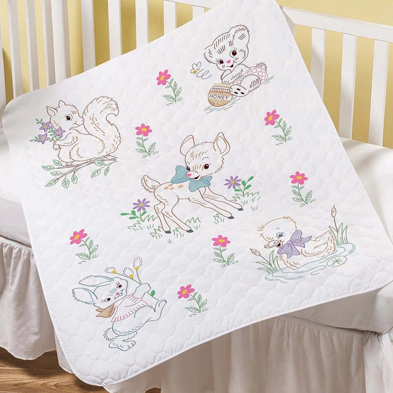 Bucilla Springtime Animal Baby Quilt Stamped Cross-Stitch Kit 1 Bucilla Springtime Animal Baby Quilt Stamped Cross-Stitch Kit