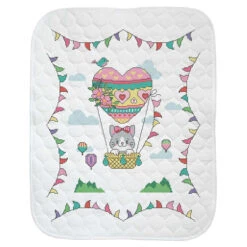 Baby By Herrschners Lovely Kitten Quilt Stamped Cross-Stitch