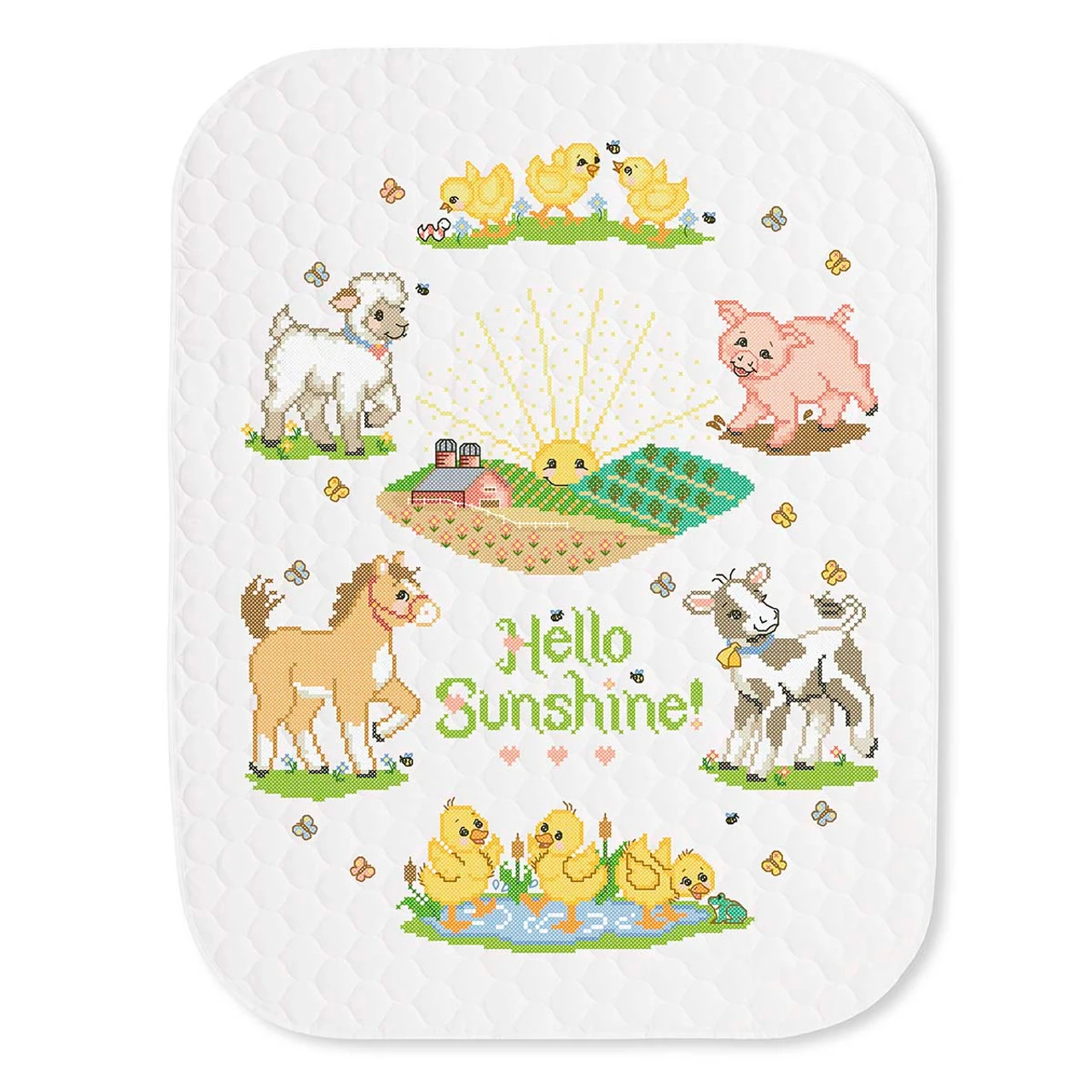 Herrschners Hello Sunshine & Farm Animals Baby Quilt Stamped Cross-Stitch 2 Herrschners Hello Sunshine & Farm Animals Baby Quilt Stamped Cross-Stitch - Image 2
