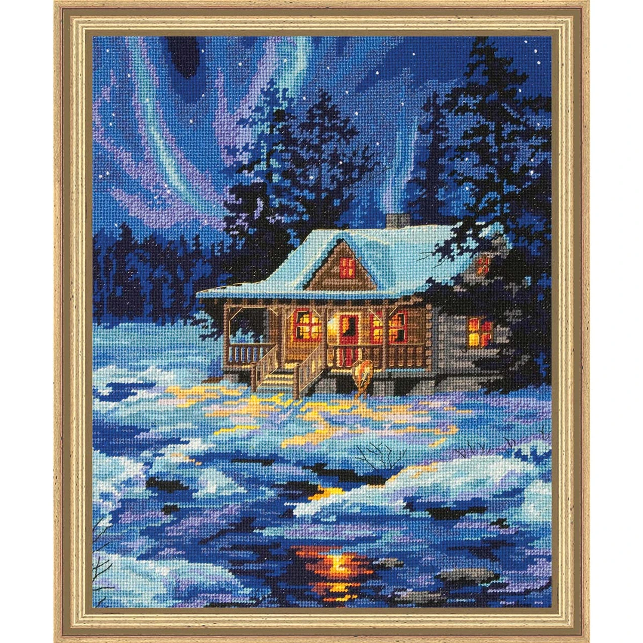 Dimensions Winter Sky Cabin Needlepoint Kit 1 Dimensions Winter Sky Cabin Needlepoint Kit
