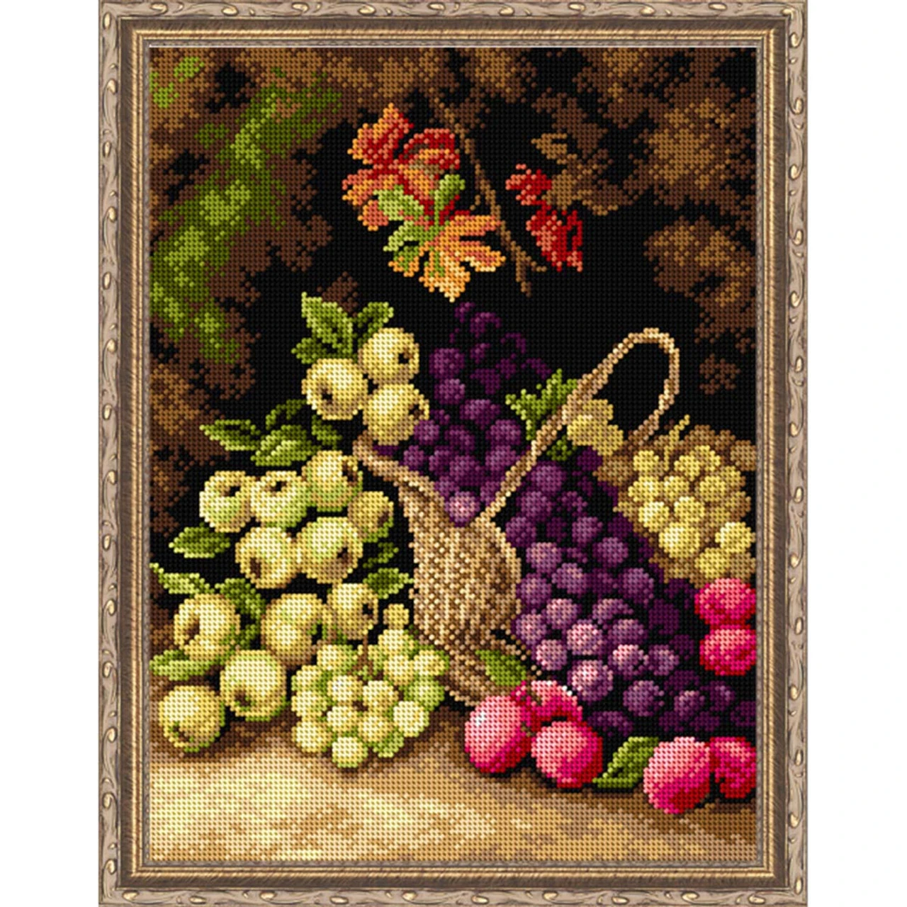 Orchidea Life With Apples, Grapes, & Plums Needlepoint Canvas 1 Orchidea Life With Apples, Grapes, & Plums Needlepoint Canvas