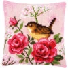 Vervaco Birds & Roses Pillow Needlepoint Kit