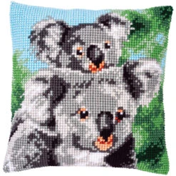 Vervaco Koala With Baby Pillow Cover Needlepoint Kit