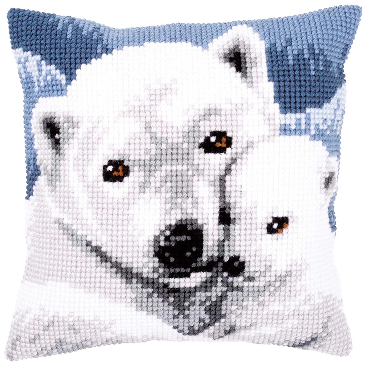 Vervaco Polar Bear Pillow Cover Needlepoint Kit 1 Vervaco Polar Bear Pillow Cover Needlepoint Kit