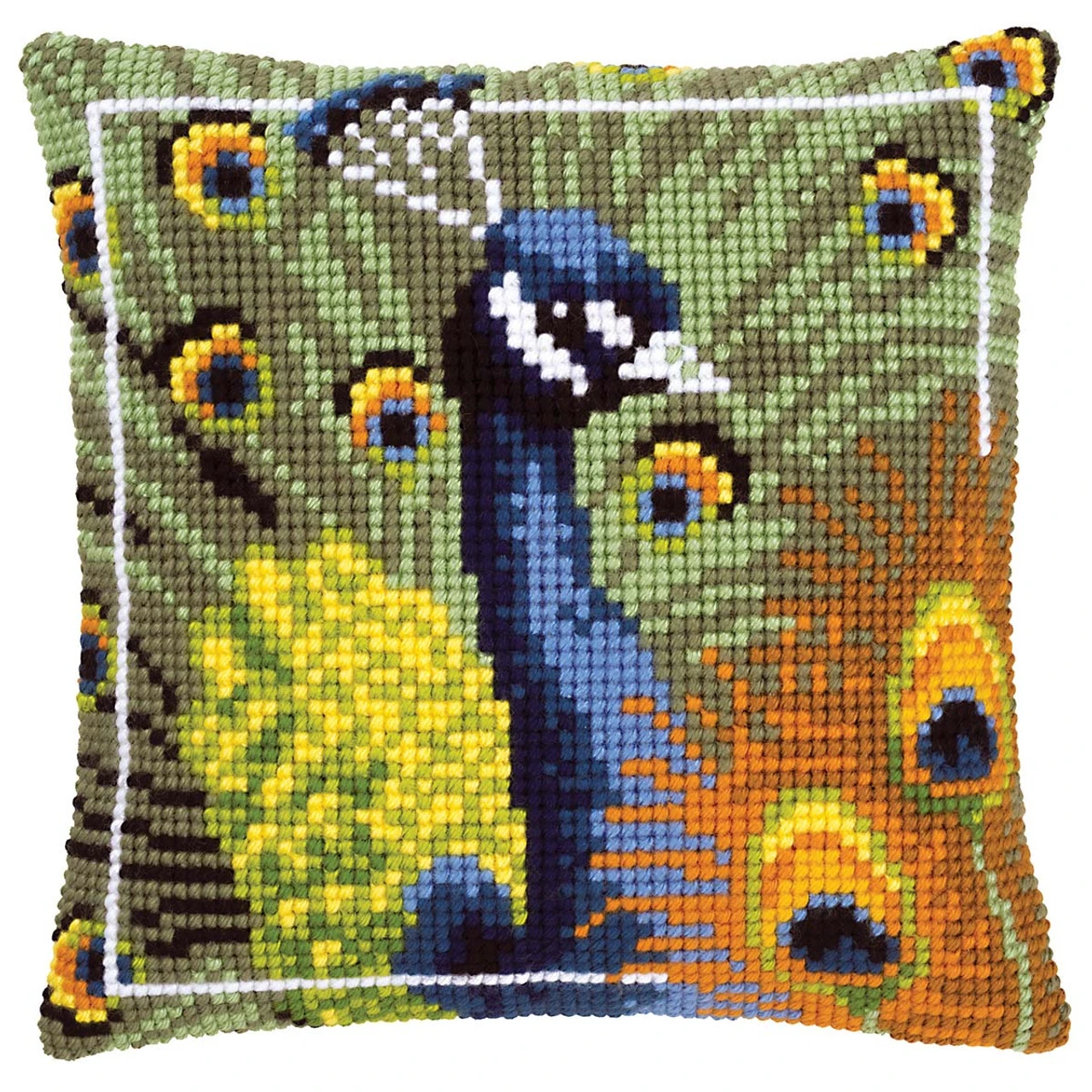 Vervaco Proud Peacock Pillow Cover Needlepoint Kit 1 Vervaco Proud Peacock Pillow Cover Needlepoint Kit