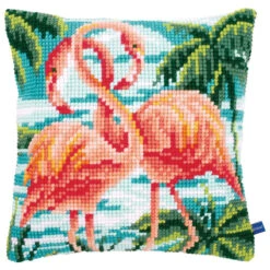 Vervaco Flamingos Pillow Cover Needlepoint Kit