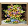 Orchidea Pansies & Lilies In A Blue Vase Needlepoint Canvas