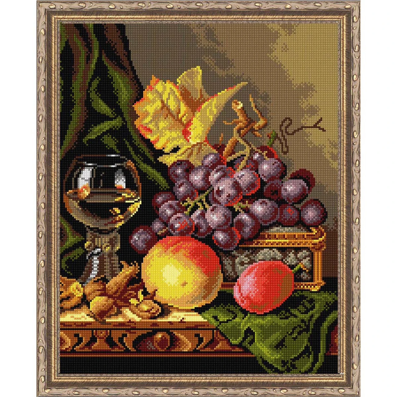 Orchidea Still Life With Wine Needlepoint Canvas 1 Orchidea Still Life With Wine Needlepoint Canvas