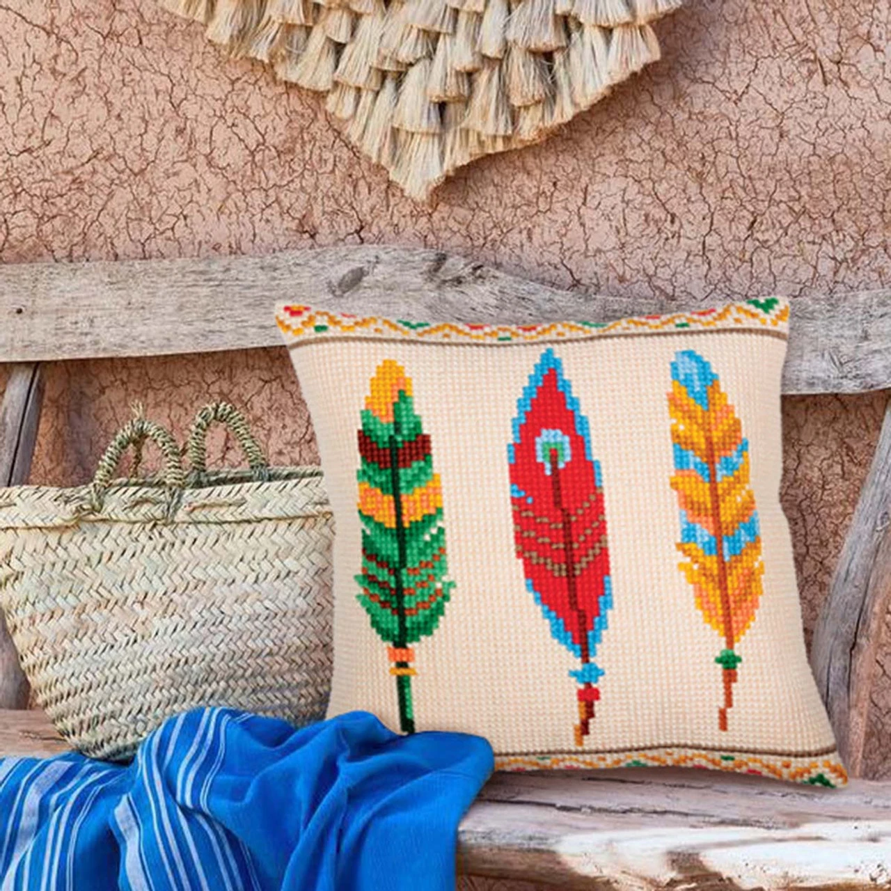 Collection D'Art Plumelets For Dreamcatcher Pillow Cover Needlepoint Kit 2 Collection D'Art Plumelets For Dreamcatcher Pillow Cover Needlepoint Kit - Image 2