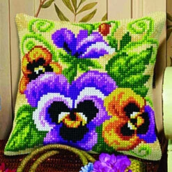 Orchidea Pansies Pillow Needlepoint Kit