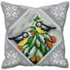 Orchidea Titmouse In Winter Grey Pillow Needlepoint Kit