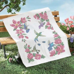 Herrschners Hummingbirds Of The World Lap Quilt Top Stamped Cross-Stitch