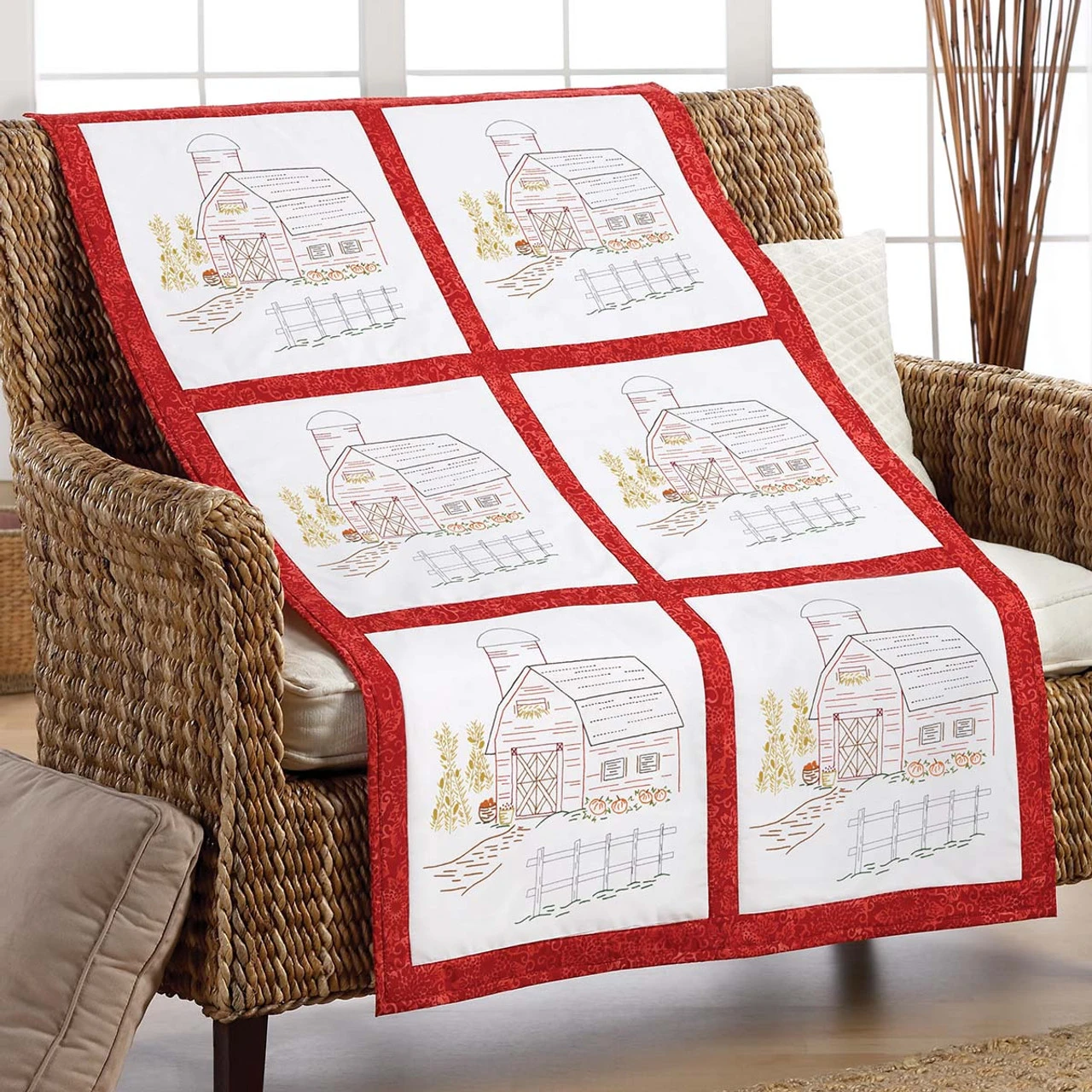 Herrschners Down On The Farm Quilt Blocks Stamped Embroidery 1 Herrschners Down On The Farm Quilt Blocks Stamped Embroidery