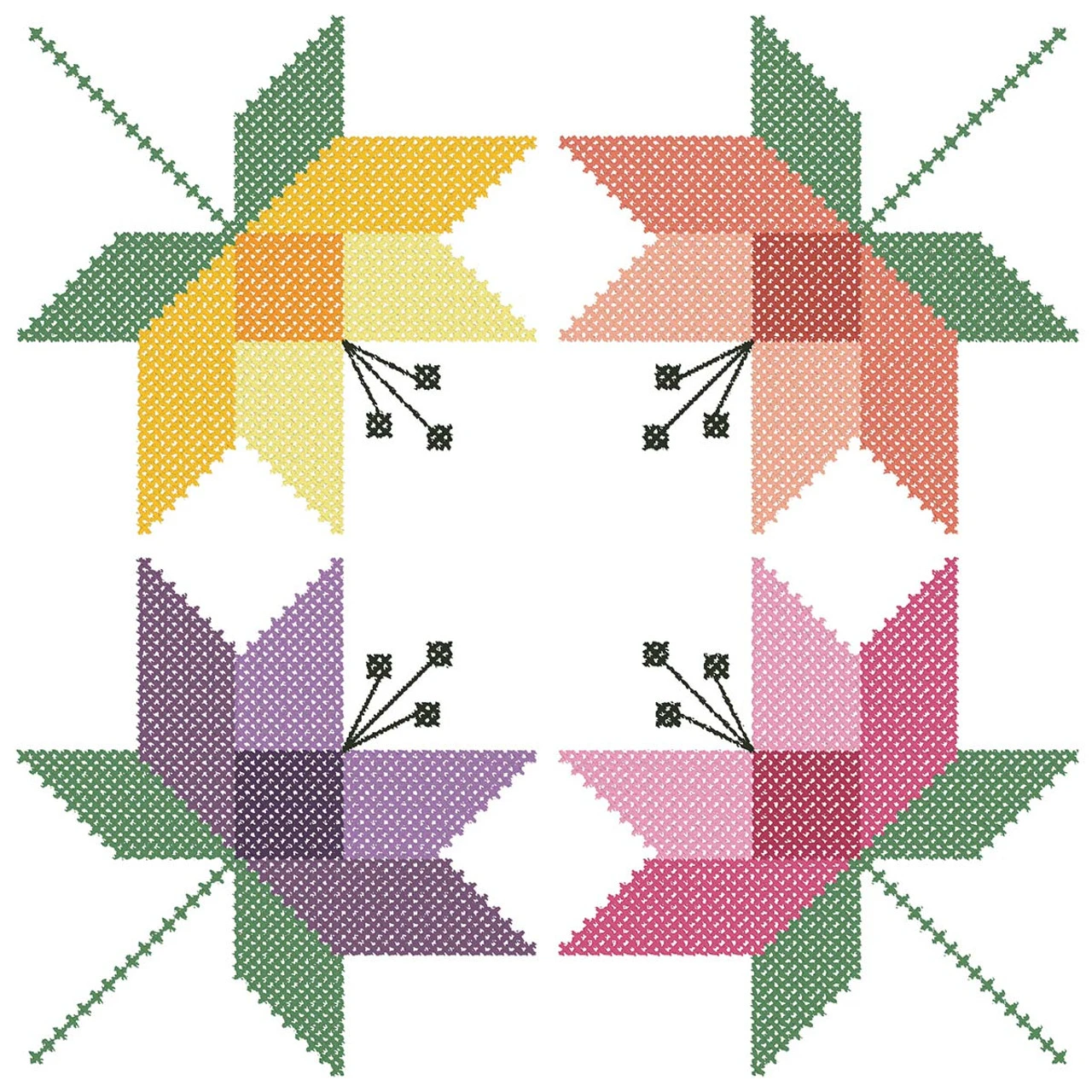 Herrschners Quilted Lotus Stamped Cross-Stitch 1 Herrschners Quilted Lotus Stamped Cross-Stitch