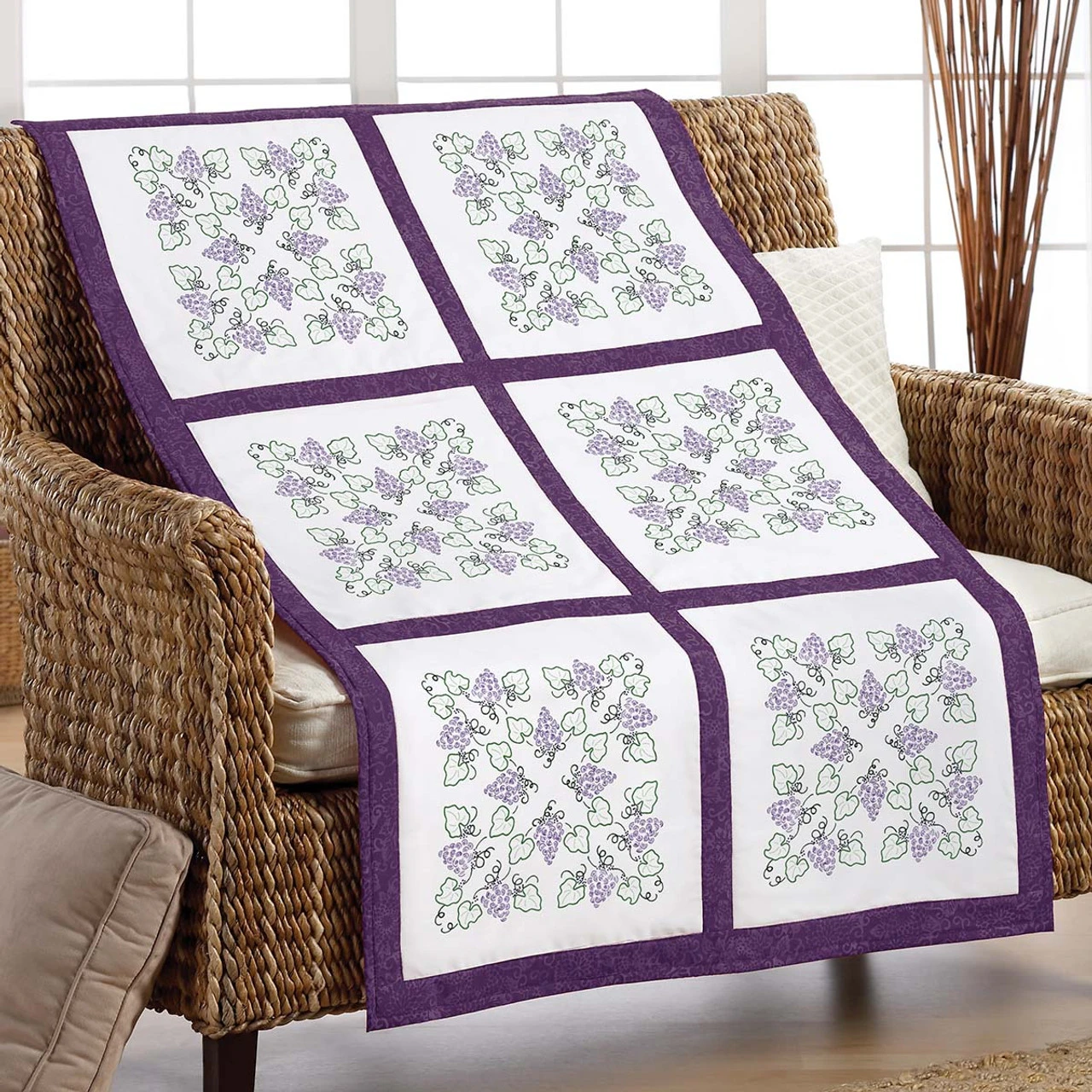 Herrschners Grape Arbor Quilt Blocks Stamped Cross-Stitch 1 Herrschners Grape Arbor Quilt Blocks Stamped Cross-Stitch