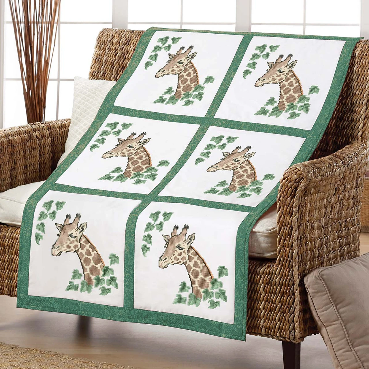 Herrschners Giraffe Quilt Blocks Stamped Cross-Stitch 1 Herrschners Giraffe Quilt Blocks Stamped Cross-Stitch