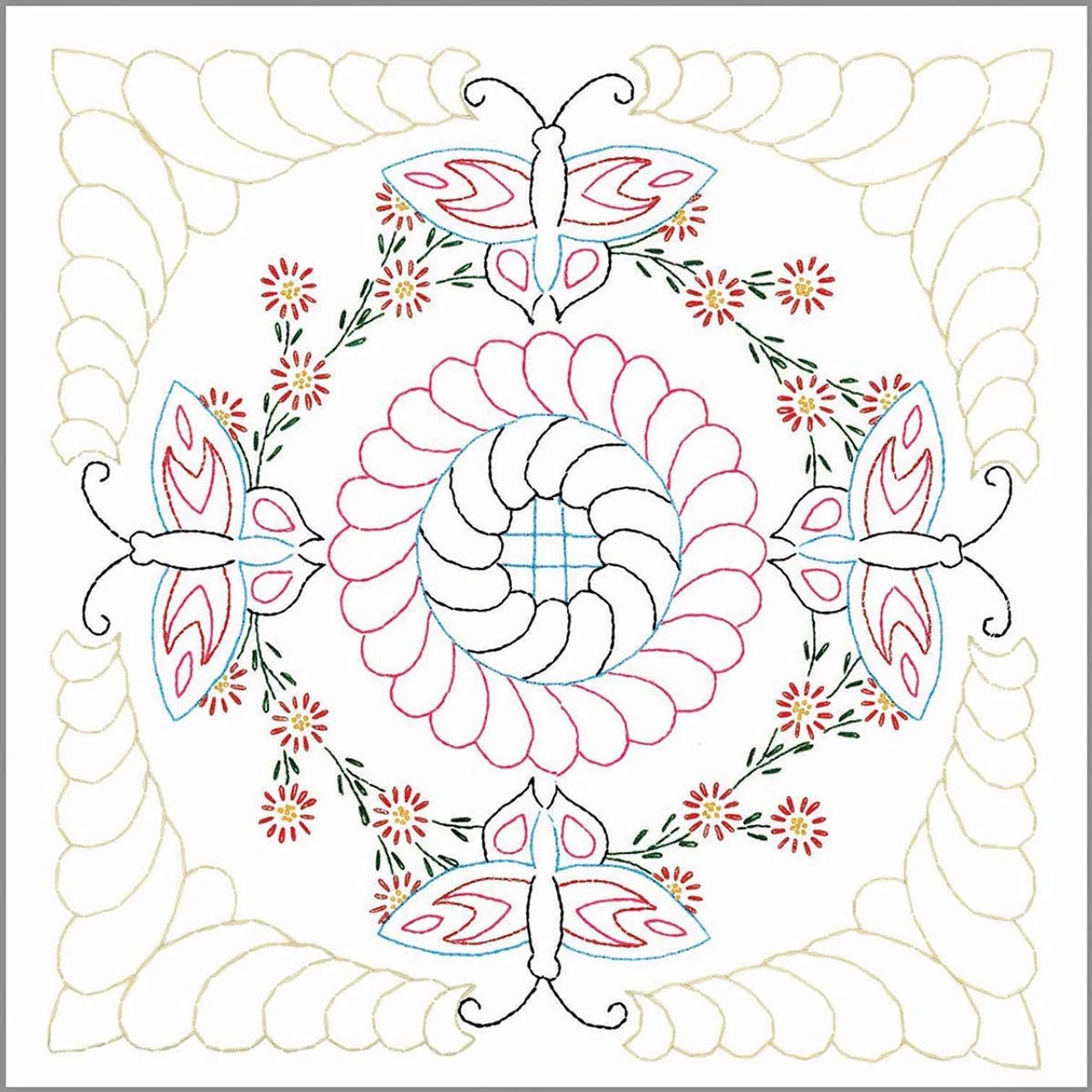 Herrschners Opal Quilt Blocks Stamped Embroidery 2 Herrschners Opal Quilt Blocks Stamped Embroidery - Image 2