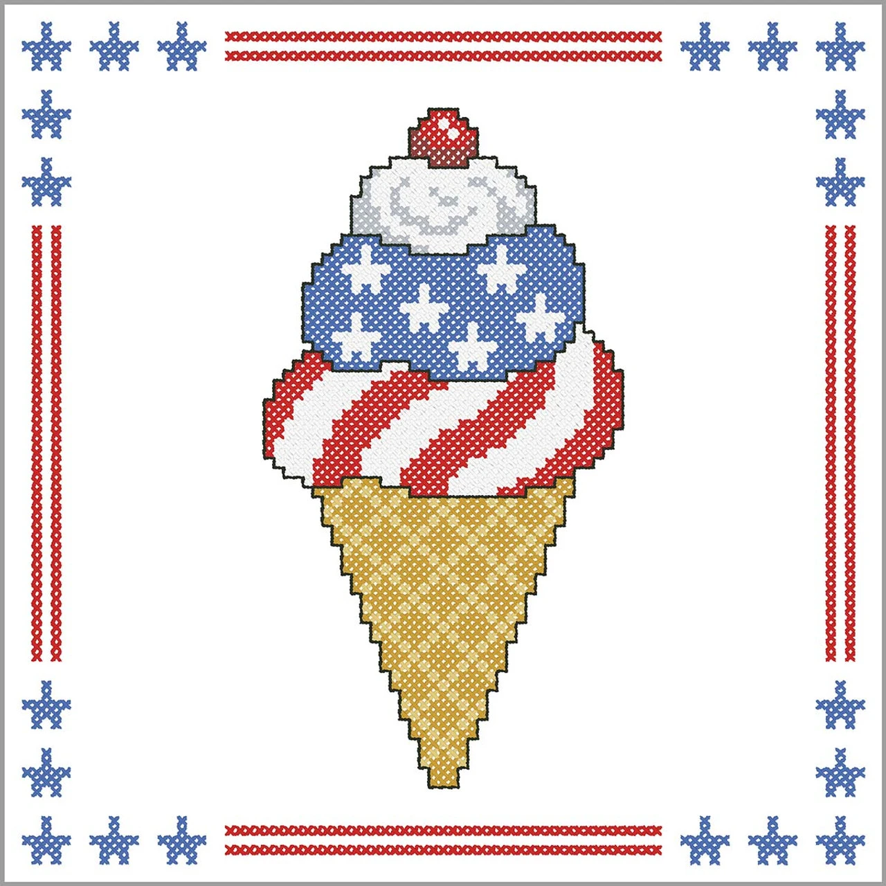 Herrschners Patriotic Ice Cream Quilt Blocks Stamped Cross-Stitch 2 Herrschners Patriotic Ice Cream Quilt Blocks Stamped Cross-Stitch - Image 2