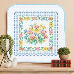 Herrschners Cottage Blooms Wall Hanging Stamped Cross-Stitch Kit
