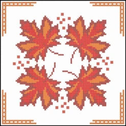 Herrschners Autumn Leaves Quilt Blocks Stamped Cross-Stitch