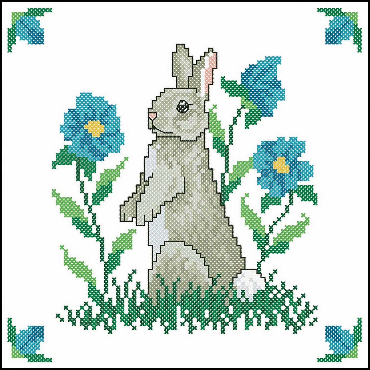 Herrschners Garden Bunny Quilt Blocks Stamped Cross-Stitch 1 Herrschners Garden Bunny Quilt Blocks Stamped Cross-Stitch