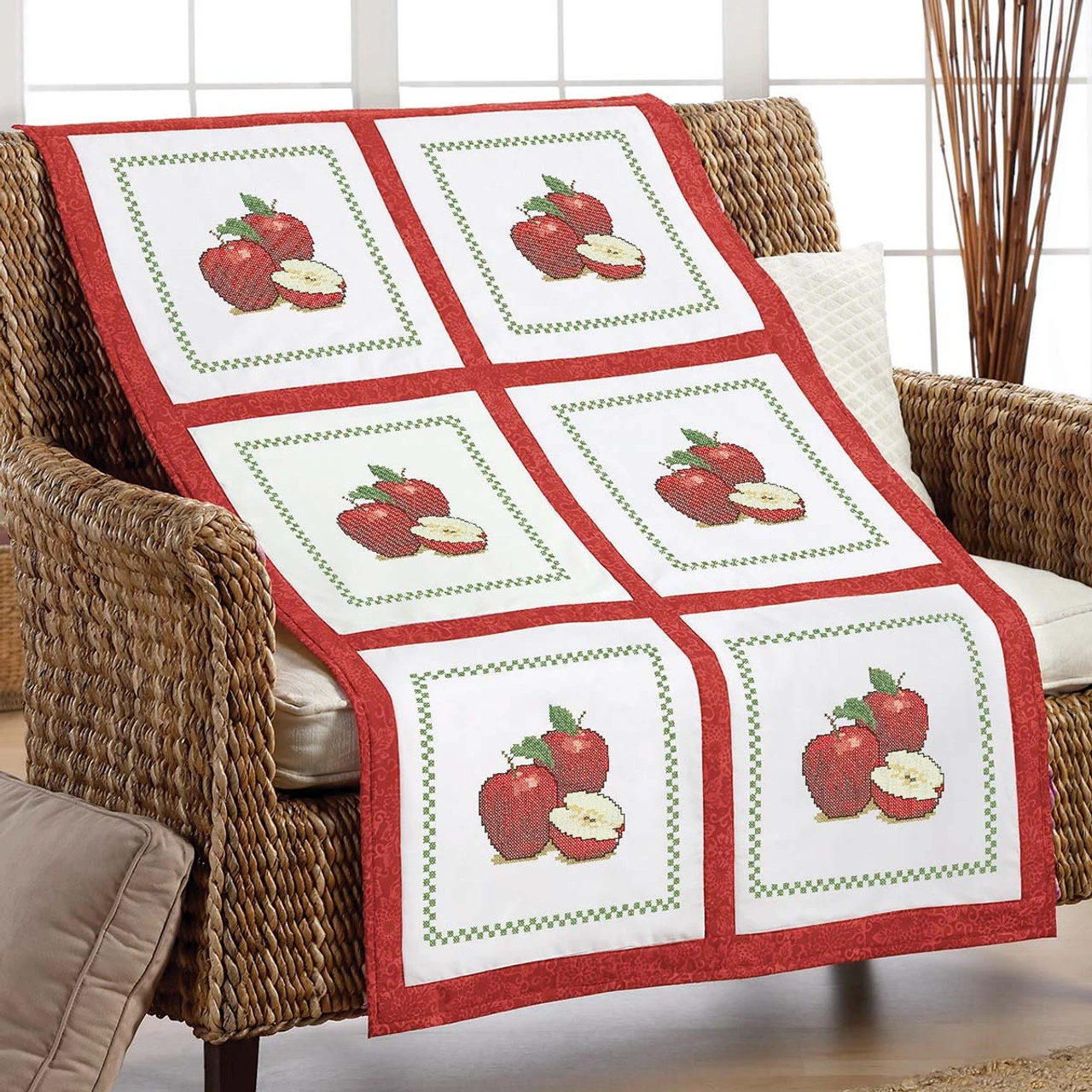 Herrschners Apple Orchard Quilt Blocks Stamped Cross-Stitch 1 Herrschners Apple Orchard Quilt Blocks Stamped Cross-Stitch