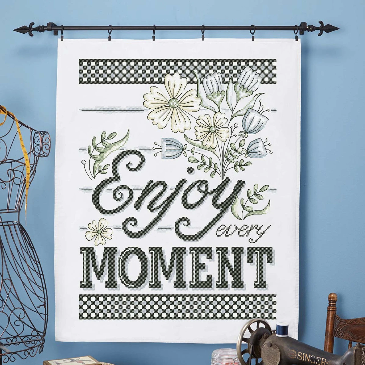 Herrschners Enjoy Every Moment Lap Quilt Top Stamped Cross-Stitch Kit 1 Herrschners Enjoy Every Moment Lap Quilt Top Stamped Cross-Stitch Kit