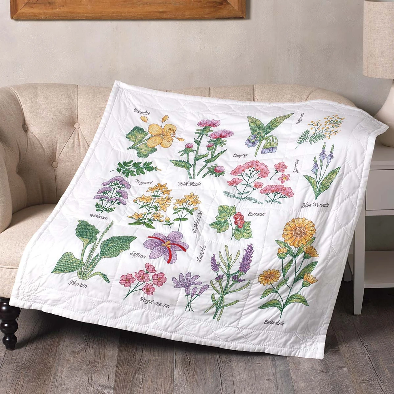 Plaid Wildflower Botanical Lap Quilt Stamped Cross-Stitch 1 Plaid Wildflower Botanical Lap Quilt Stamped Cross-Stitch