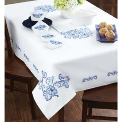 Craftways Sapphire Elegance Tablecloth Stamped Cross-Stitch