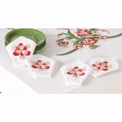 Nob Hill Red Magnolia Napkins Stamped Embroidery