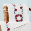 Nob Hill Red Rose Circle Table Runner Stamped Embroidery Kit