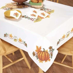 Herrschners Fall Foliage Table Runner Stamped Cross-Stitch