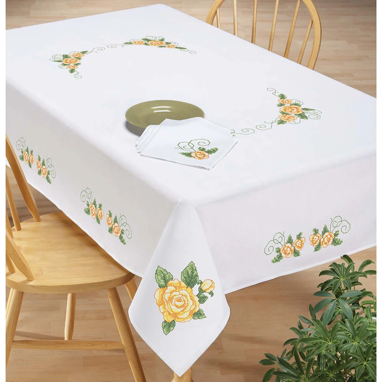 Herrschners Sunshine Blooms Table Linens Stamped Cross-Stitch 1 Herrschners Sunshine Blooms Table Linens Stamped Cross-Stitch