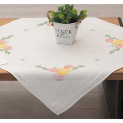 Nob Hill Kind Flowers Table Topper Stamped Embroidery Kit