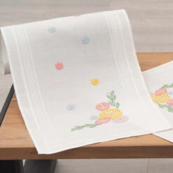 Nob Hill Kind Flowers Table Runner Stamped Embroidery Kit