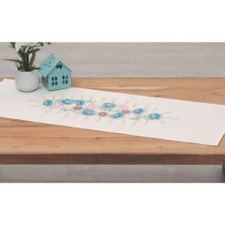 Nob Hill Calming Floral Table Runner Stamped Embroidery Kit