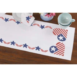 Herrschners Patriotic Table Runner Stamped Cross-Stitch