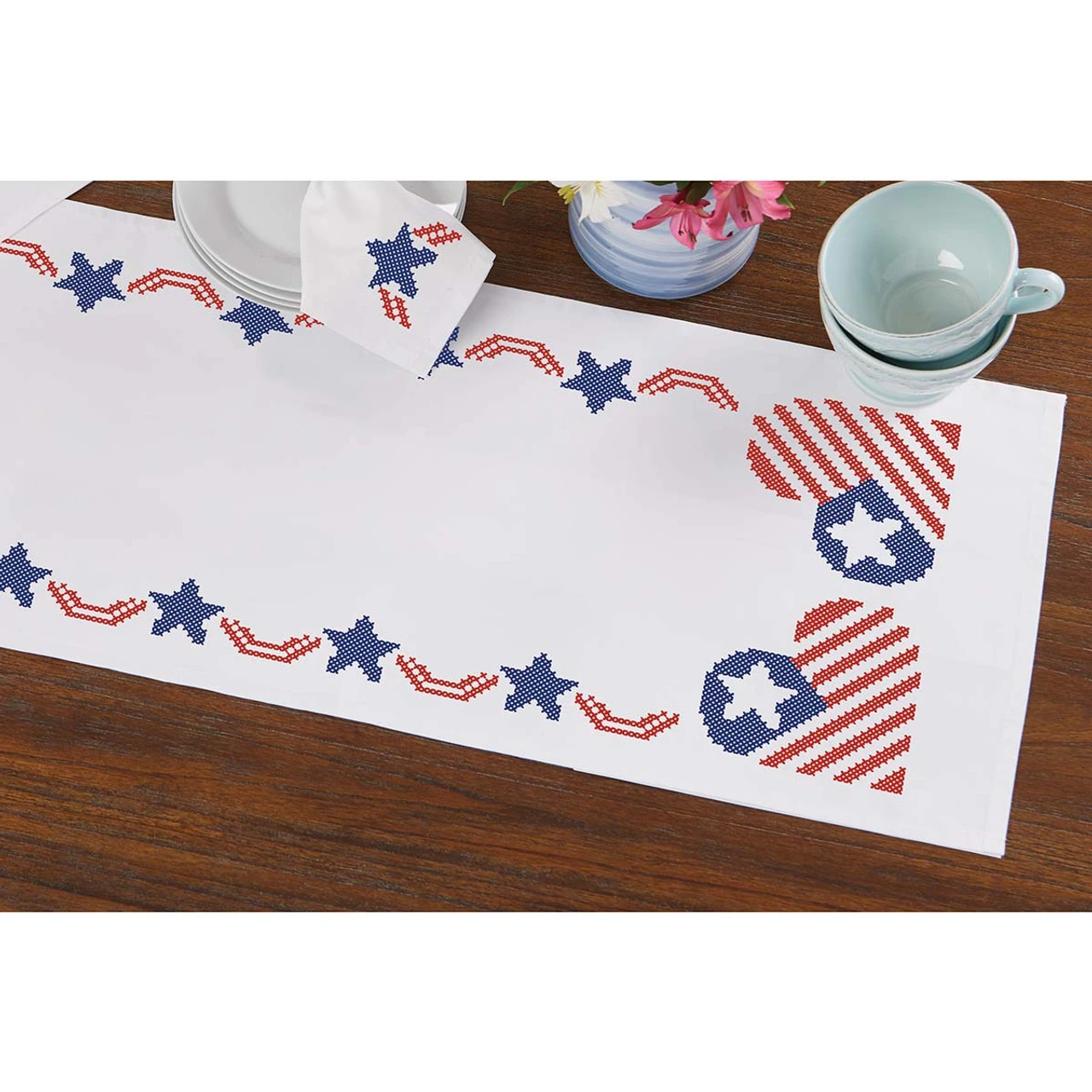 Herrschners Patriotic Table Runner Stamped Cross-Stitch 1 Herrschners Patriotic Table Runner Stamped Cross-Stitch