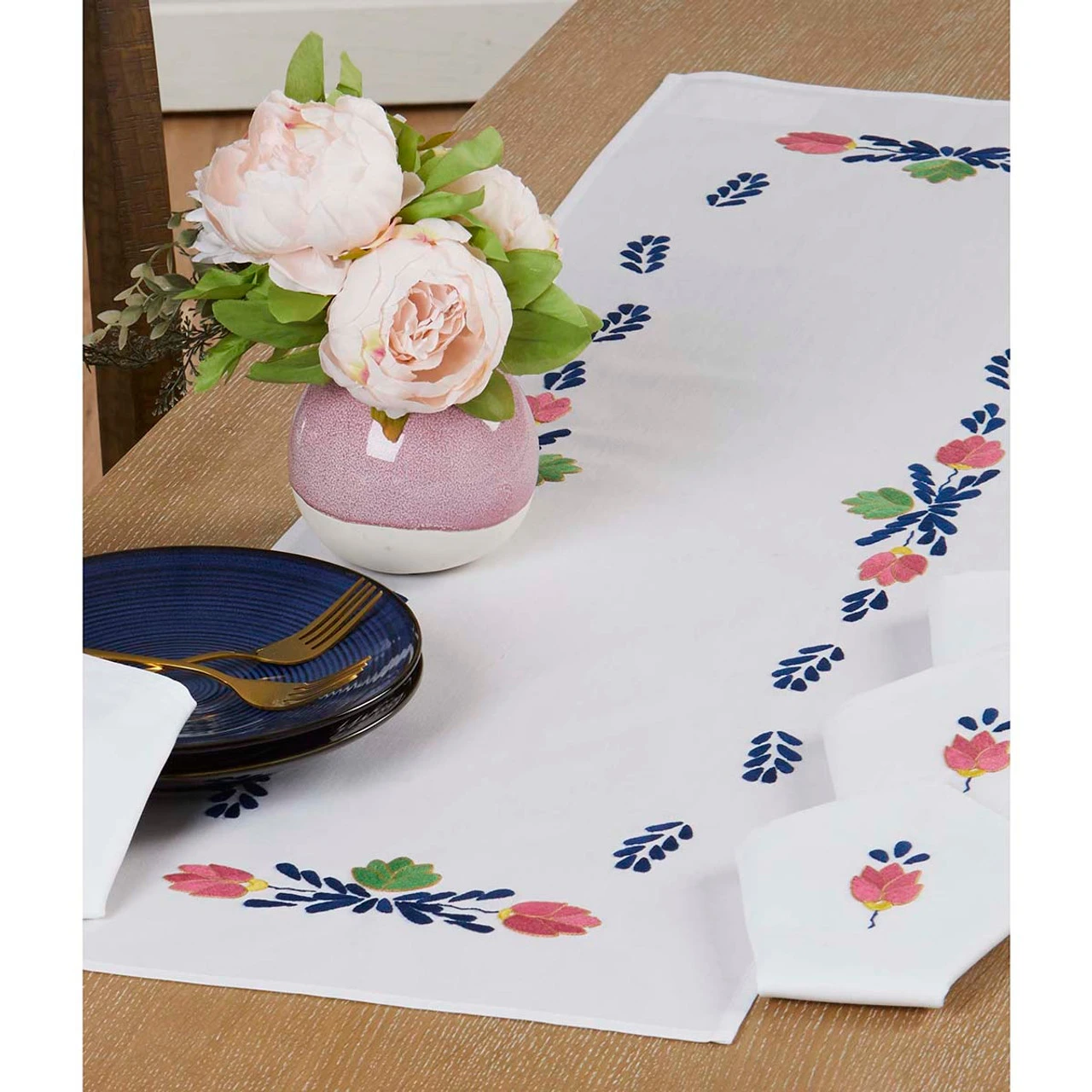 Nob Hill Tiny Folk Flowers Runner Stamped Embroidery 1 Nob Hill Tiny Folk Flowers Runner Stamped Embroidery