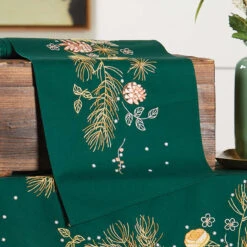 Herrschners Autumn Rose Table Runner Stamped Embroidery Kit