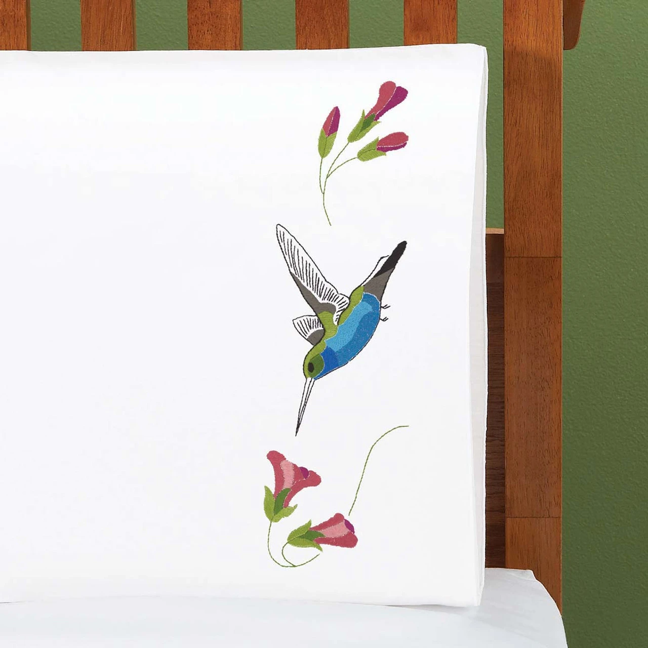 Herrschners Hummingbird Splendor Pillowcase Pair Stamped Embroidery 1 Herrschners Hummingbird Splendor Pillowcase Pair Stamped Embroidery