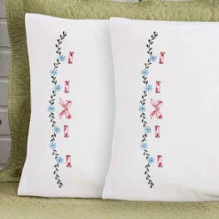 Herrschners Daphne Pillowcase Pair Stamped Embroidery
